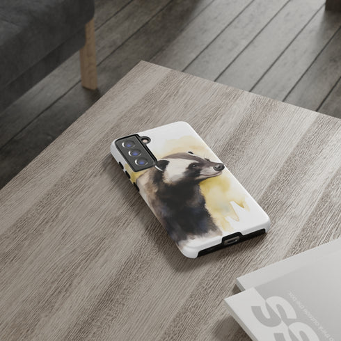 Badger on a Yellow Background - Impact Resistant Phone Case